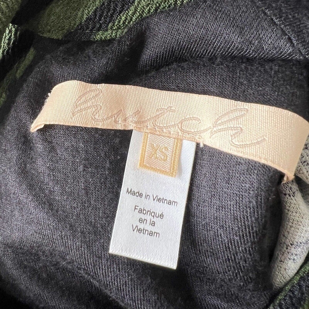 Anthropologie Hutch Olive Green & Black Striped Long Sleeve Cutout Dress XS - Picture 6 of 13